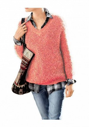 1к Heine - Best Connections  Двухсторонний пуловер, абрикосовый  Элегантная непринужденность привлекательного пуловера из эффектной пряжи. Угловатый вырез или круглый вырез с другой стороны. Длинные р