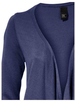 1к Heine - Best Connections  Кардиган, синий  Элегантная модель с накладными карманами и воланом. Обрамляющая фигуру форма, без застежки, с длинными рукавами. Длина ок. 68 см для раз. 40. Легкий в ухо