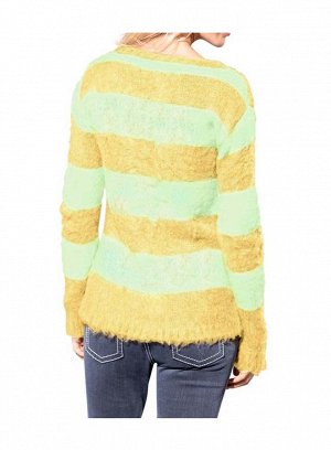 1к Heine - Best Connections  Пуловер, мятно-желтый  Пушистый стиль красивого цвета в полоску. Круглый вырез, длинные рукава. Обрамляющая фигуру форма. Длина ок. 64 см. Пушистый материал из 76% полиакр