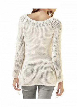 1к Heine - Best Connections  Пуловер, белый  Модный пуловер, подходящий ко всему. Привлекательная грубоватая вязка с ажурной структурой. Декоративная кулиска вдоль канта. Круглый вырез и кант из сатин