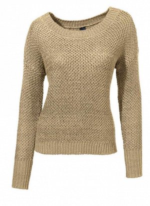 1к Heine - Best Connections  Пуловер, песочный  Невероятный дизайн! Грубоватый трикотаж из эффектной пряжи со сверкающими блестками. Широкие плечи. Края резиночной вязкой, круглый вырез горловины, дли