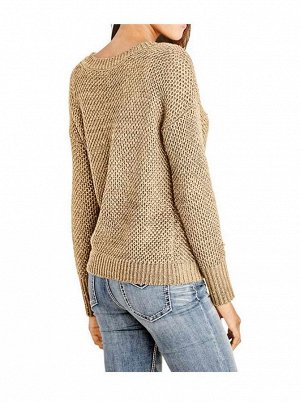 1к Heine - Best Connections  Пуловер, песочный  Невероятный дизайн! Грубоватый трикотаж из эффектной пряжи со сверкающими блестками. Широкие плечи. Края резиночной вязкой, круглый вырез горловины, дли