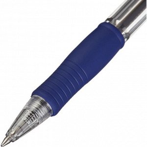 Ручка шариковая автоматическая PILOT Super Grip, резиновый упор, 0.7 мм, масляная основа, стержень синий, корпус синий
