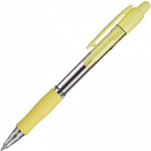 Ручка шариковая автоматическая PILOT Super Grip, резиновый упор, 0.7 мм, масляная основа, стержень синий, корпус жёлтый