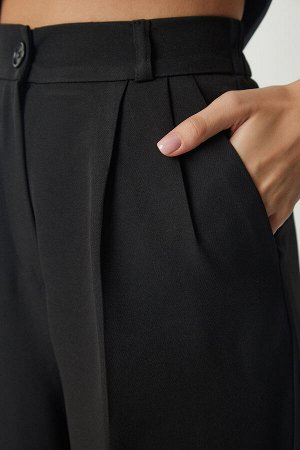 Женские черные брюки-палаццо с карманами DW00001
