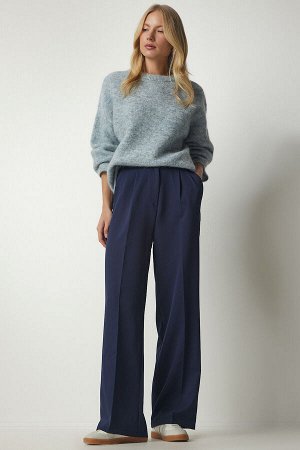 Женские темно-синие брюки-палаццо с карманами DW00001