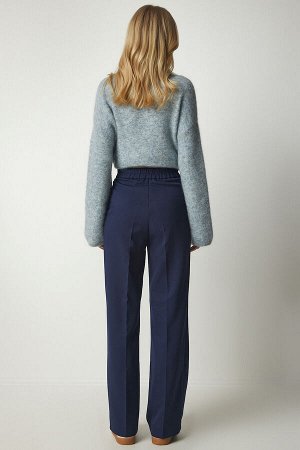 Женские темно-синие брюки-палаццо с карманами DW00001