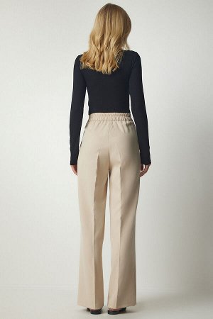 Женские кремовые брюки-палаццо с карманами DW00001