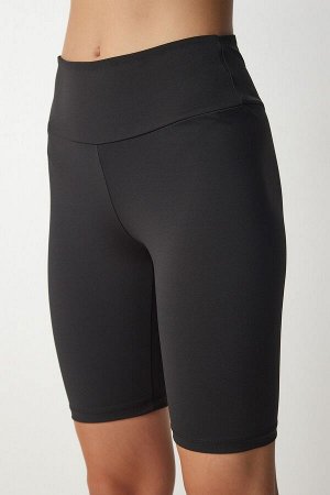 Женские черные спортивные шорты с высокой талией, колготки UB00141