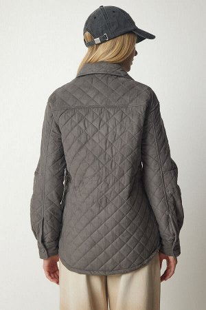 Женская темно-серая куртка из нубука с карманами UB00158