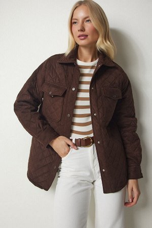 Женская коричневая куртка из нубука с карманами UB00158