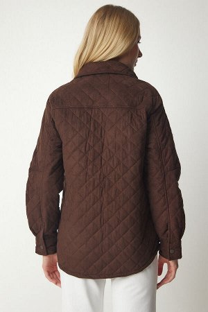 happinessistanbul Женская коричневая куртка из нубука с карманами UB00158