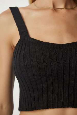 Женский комплект из черного трикотажа-бюстье с кардиганом YY00168