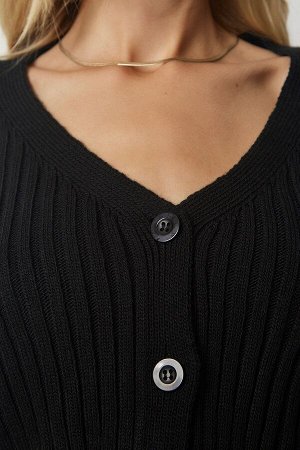 Женский комплект из черного трикотажа-бюстье с кардиганом YY00168
