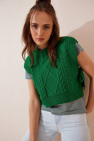 Женская зеленая водолазка из трикотажного свитера CI00056