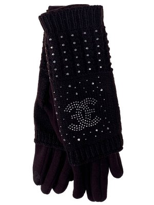 Женские текстильные перчатки с шерстяными митенками, цвет шоколад