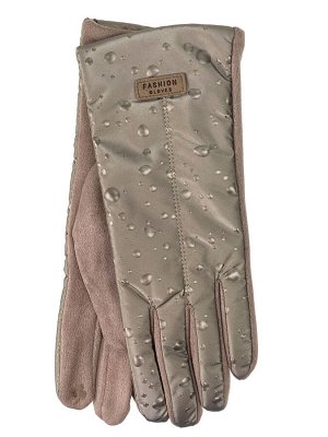 Комбинированные женские перчатки, цвет светло коричневый