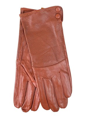 Женские демисезонные перчатки из натуральной кожи, цвет рыжий
