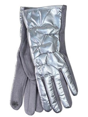 Комбинированные женские перчатки, цвет серебро