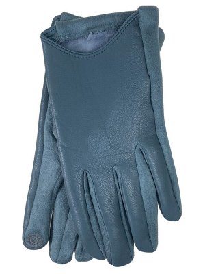Женские перчатки автоледи из натуральной кожи и велюра, цвет бирюзовый