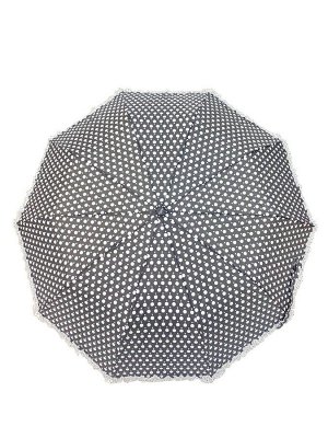 Женский зонт полуавтомат, цвет черный с белым
