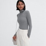 UNIQLO Extra Warm Heattech - теплая термо-водолазка в рубчик - 04 GRAY