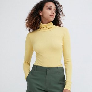 UNIQLO Heattech - теплая водолазка в рубчик - 42 YELLOW