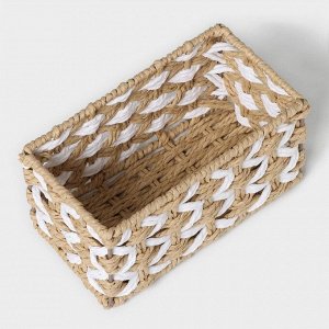 Корзина для хранения плетёная ручной работы Доляна «Айка», 19?11?10 см, цвет бежево-белый