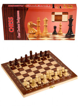 Шахматы, шашки, нарды деревянные поле 24 см фигуры из дерева AN02595