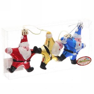 Ёлочные игрушки "Звездный Дед Мороз" 9см микс цветов (набор 3шт)