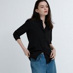 UNIQLO - классическая блуза из вискозы - 09 BLACK
