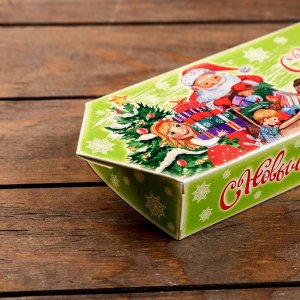 Подарочная новогодняя коробка «Конфета Дед Мороз и дети» для сладких подарков, 10x20x4.3 см