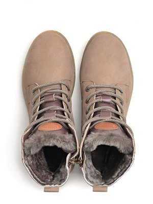 Ботинки зимние женские, бежевый нубук