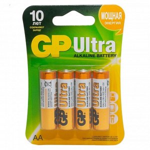 Батарейка GP Ultra AA (LR6) 15AU алкалиновая, BC4, 1шт