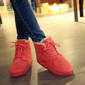 Женские зимние ботинки на шнуровке, розовый