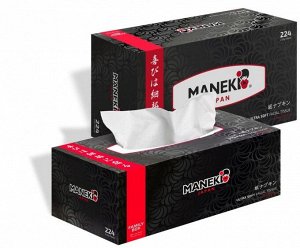 Салфетки бумажные &quot;Maneki&quot; Black&amp;White BLACK с ароматом жасмина, 2 слоя, черные, 224 шт./коробка