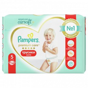 Подгузники-трусики Pampers Premium Care для малышей 12-17 кг, 5 размер, 34 шт