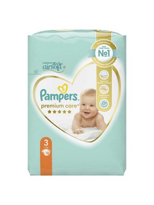 Подгузники Pampers Premium Care для малышей 6-10 кг, 3 размер, 18 шт