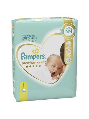 Подгузники Pampers Premium Care для малышей 2-5 кг, 1 размер, 66 шт