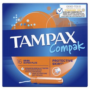 Женские Гигиенические тампоны с аппликатором TAMPAX Compak Super plus, 16 шт.