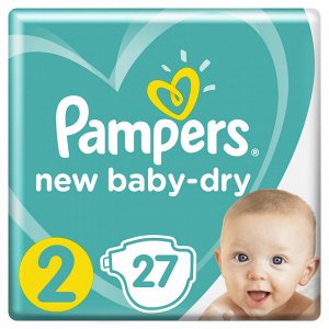 Подгузники Pampers New Baby-Dry для новорожденных 4-8 кг, 2 размер, 27 шт