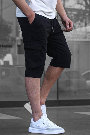 Черные мужские брюки-капри с карманами-карго 6331
