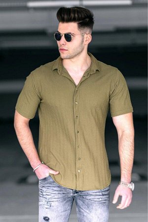 Мужская рубашка цвета хаки 4937