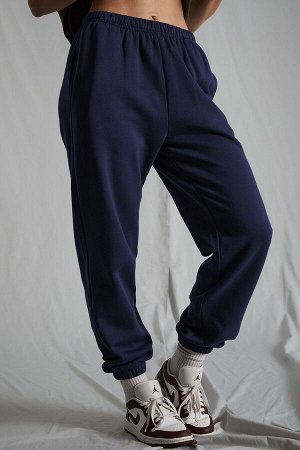 Женские темно-синие спортивные штаны большого размера с эластичной резинкой на талии Mg1235