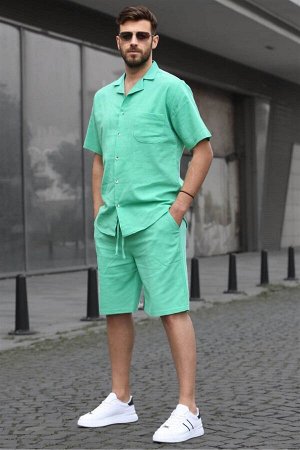 Мужской зеленый базовый комплект с рубашкой оверсайз 5588