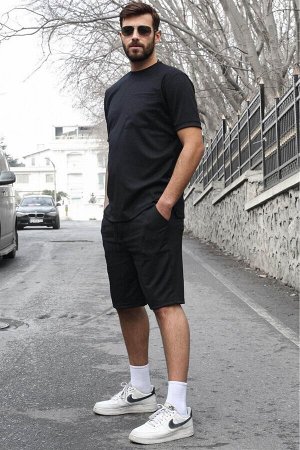 Черный базовый комплект мужских шорт с карманами 5914
