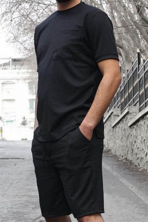 Черный базовый комплект мужских шорт с карманами 5914