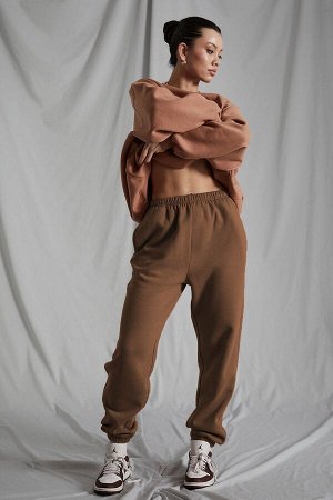 Madmext Женские спортивные брюки большого размера с эластичной резинкой на талии светло-коричневого цвета Mg1235