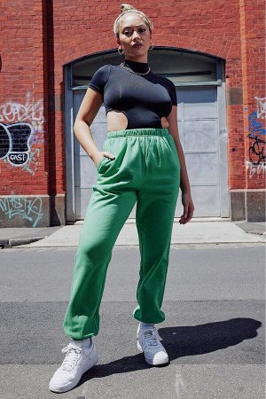 Женские зеленые спортивные штаны большого размера с эластичной резинкой на талии Mg1235