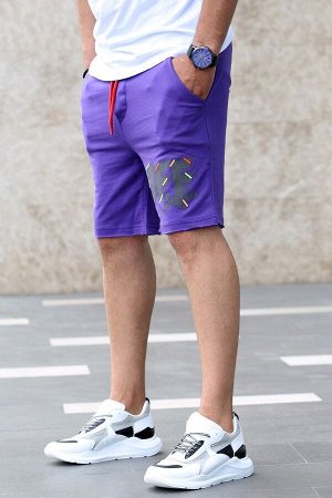 Фиолетовые мужские шорты с принтом 4247